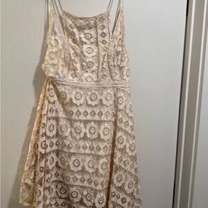 Free People Floral Lace Mini Dress in Cream